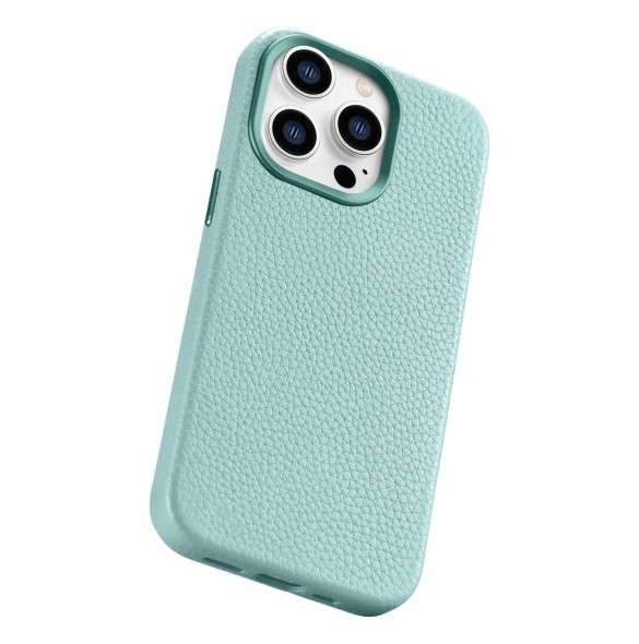 iCarer Litchi Premium läderfodral iPhone 14 Pro magnetiskt läderfodral med MagSafe Green (WMI14220710-GN)