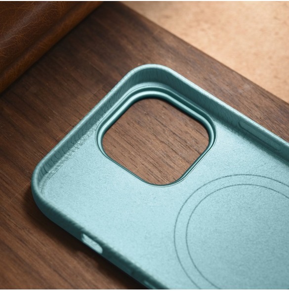 iCarer Litchi Premium läderfodral iPhone 14 Pro magnetiskt läderfodral med MagSafe Green (WMI14220710-GN)