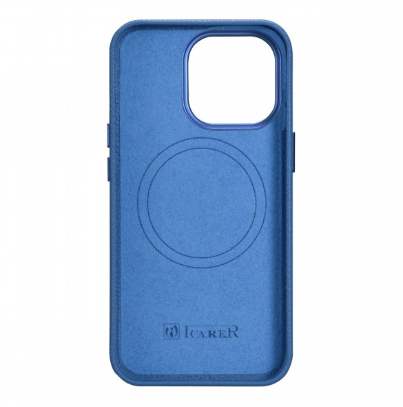 iCarer Litchi Premium läderfodral iPhone 14 Pro magnetiskt läderfodral med MagSafe ljusblå (WMI14220710-LB)