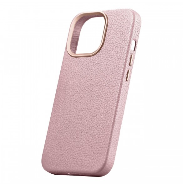 iCarer Litchi Premium Läderfodral iPhone 14 Pro Magnetisk Läderfodral med MagSafe Pink (WMI14220710-PK)