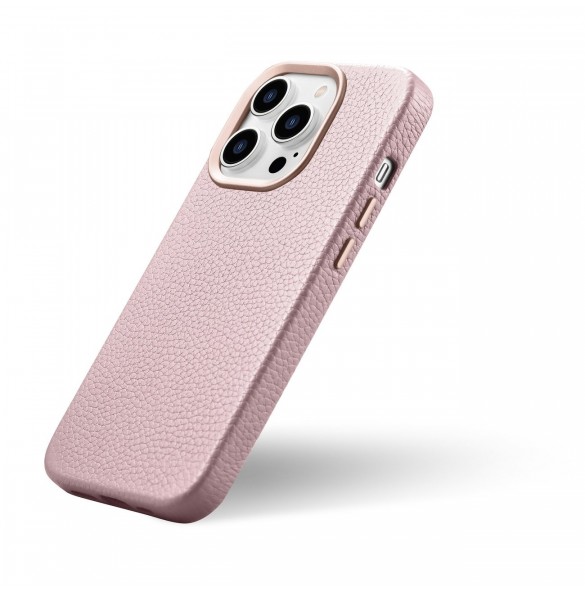 iCarer Litchi Premium Läderfodral iPhone 14 Pro Magnetisk Läderfodral med MagSafe Pink (WMI14220710-PK)