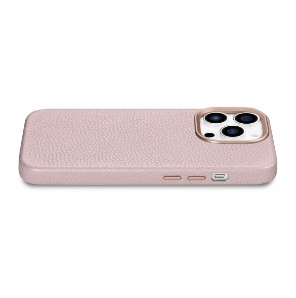 iCarer Litchi Premium Läderfodral iPhone 14 Pro Magnetisk Läderfodral med MagSafe Pink (WMI14220710-PK)