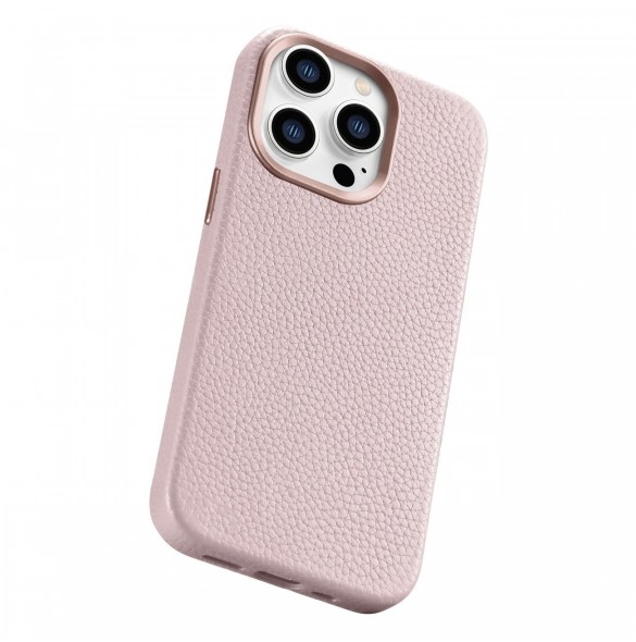 iCarer Litchi Premium Läderfodral iPhone 14 Pro Magnetisk Läderfodral med MagSafe Pink (WMI14220710-PK)