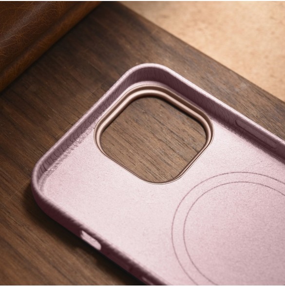 iCarer Litchi Premium Läderfodral iPhone 14 Pro Magnetisk Läderfodral med MagSafe Pink (WMI14220710-PK)