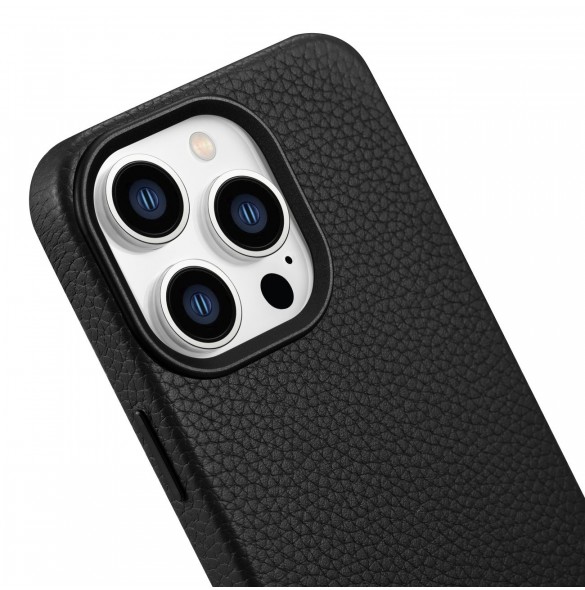 iCarer Litchi Premium Läderfodral iPhone 14 Pro Max Magnetisk Läderfodral med MagSafe Svart (WMI14220712-BK)
