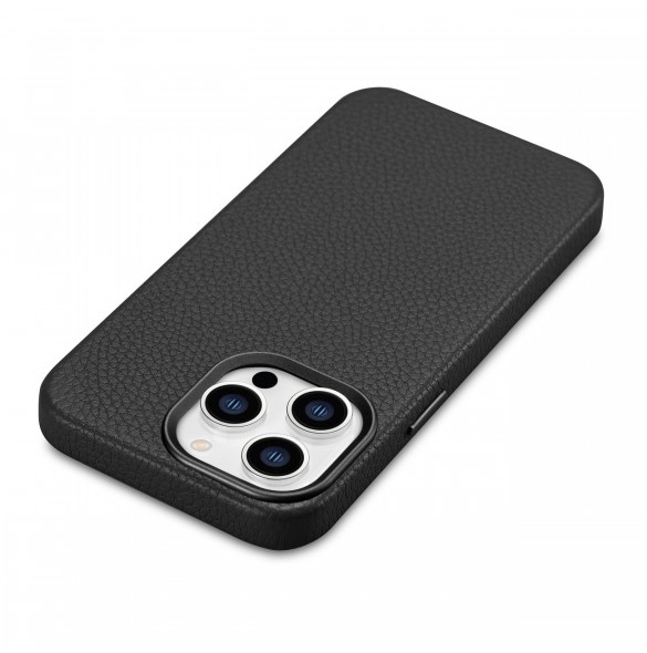 iCarer Litchi Premium Läderfodral iPhone 14 Pro Max Magnetisk Läderfodral med MagSafe Svart (WMI14220712-BK)