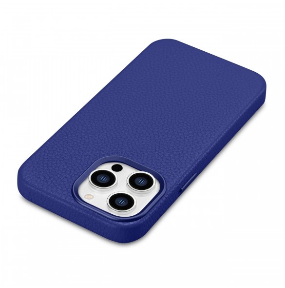 iCarer Litchi Premium läderfodral iPhone 14 Pro Max magnetiskt läderfodral med MagSafe Mörkblå (WMI14220712-DB)