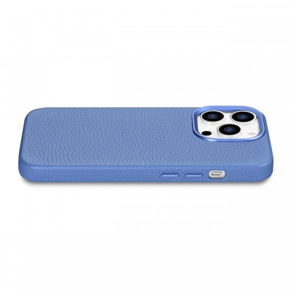 iCarer Litchi Premium läderfodral iPhone 14 Pro Max magnetiskt läderfodral med MagSafe ljusblå (WMI14220712-LB)