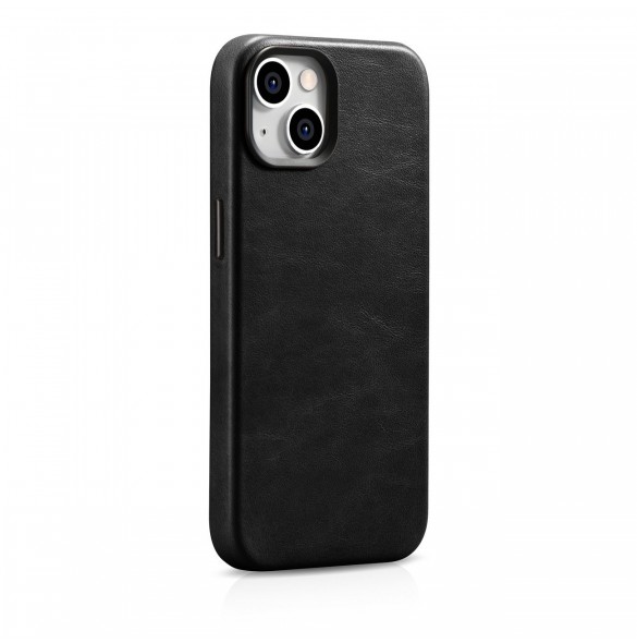 iCarer Oil Wax Premium läderfodral iPhone 14 Plus magnetiskt läderfodral med MagSafe Black (WMI14220703-BK)
