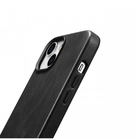 iCarer Oil Wax Premium läderfodral iPhone 14 Plus magnetiskt läderfodral med MagSafe Black (WMI14220703-BK)