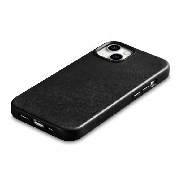 iCarer Oil Wax Premium läderfodral iPhone 14 Plus magnetiskt läderfodral med MagSafe Black (WMI14220703-BK)
