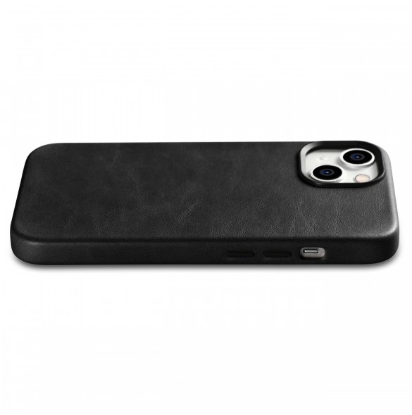 iCarer Oil Wax Premium läderfodral iPhone 14 Plus magnetiskt läderfodral med MagSafe Black (WMI14220703-BK)