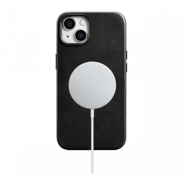iCarer Oil Wax Premium läderfodral iPhone 14 Plus magnetiskt läderfodral med MagSafe Black (WMI14220703-BK)