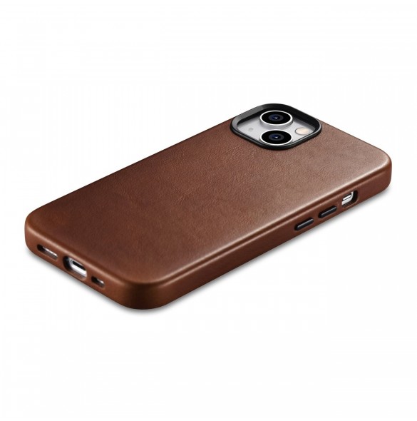 iCarer Oil Wax Premium läderfodral iPhone 14 Plus magnetiskt läderfodral med MagSafe Brown (WMI14220703-RB)