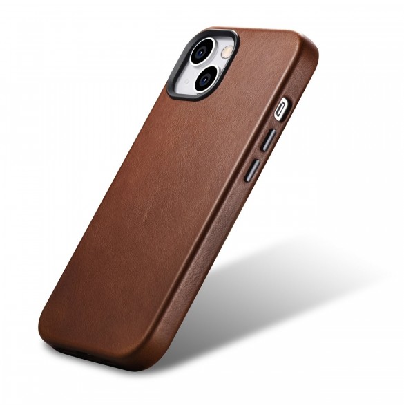 iCarer Oil Wax Premium läderfodral iPhone 14 Plus magnetiskt läderfodral med MagSafe Brown (WMI14220703-RB)