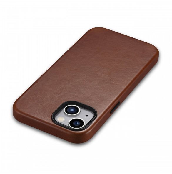 iCarer Oil Wax Premium läderfodral iPhone 14 Plus magnetiskt läderfodral med MagSafe Brown (WMI14220703-RB)