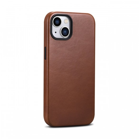 iCarer Oil Wax Premium läderfodral iPhone 14 Plus magnetiskt läderfodral med MagSafe Brown (WMI14220703-RB)