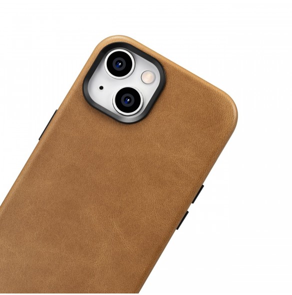iCarer Oil Wax Premium läderfodral iPhone 14 Plus magnetiskt läderfodral med MagSafe Brown (WMI14220703-TN)