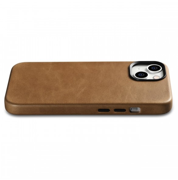 iCarer Oil Wax Premium läderfodral iPhone 14 Plus magnetiskt läderfodral med MagSafe Brown (WMI14220703-TN)