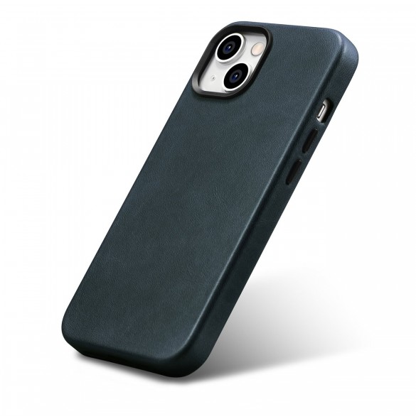 iCarer Oil Wax Premium läderfodral iPhone 14 Plus magnetiskt läderfodral med MagSafe Mörkblå (WMI14220703-BU)