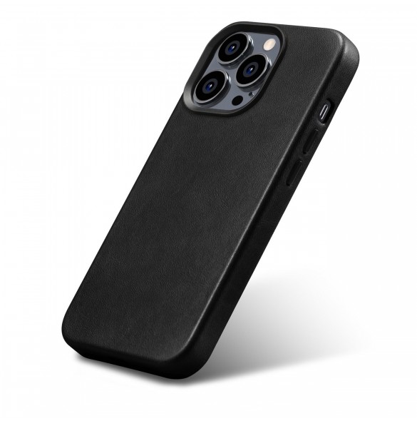 iCarer Oil Wax Premium läderfodral iPhone 14 Pro Max magnetiskt läderfodral med MagSafe Black (WMI14220704-BK)