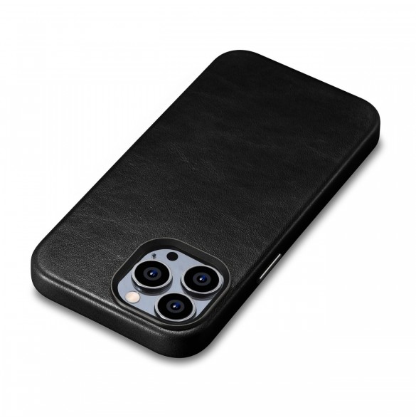 iCarer Oil Wax Premium läderfodral iPhone 14 Pro Max magnetiskt läderfodral med MagSafe Black (WMI14220704-BK)