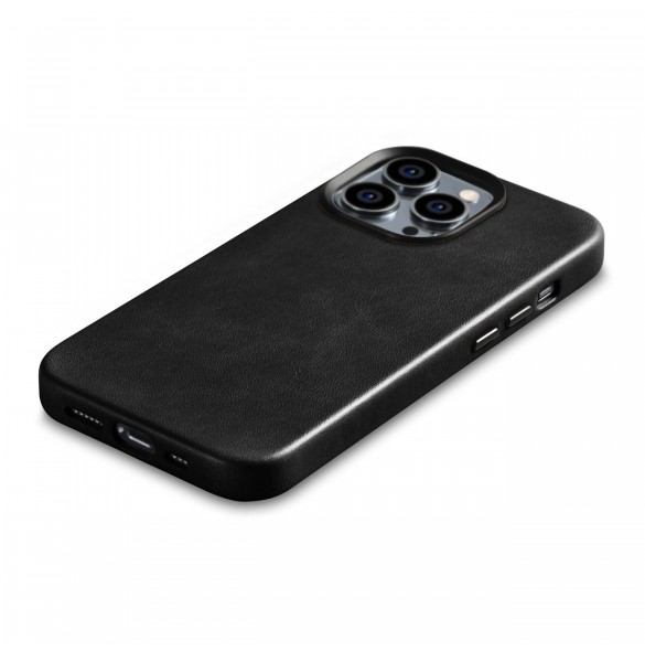 iCarer Oil Wax Premium läderfodral iPhone 14 Pro Max magnetiskt läderfodral med MagSafe Black (WMI14220704-BK)