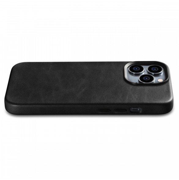 iCarer Oil Wax Premium läderfodral iPhone 14 Pro Max magnetiskt läderfodral med MagSafe Black (WMI14220704-BK)
