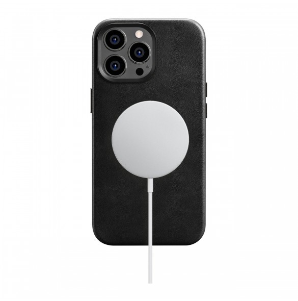 iCarer Oil Wax Premium läderfodral iPhone 14 Pro Max magnetiskt läderfodral med MagSafe Black (WMI14220704-BK)