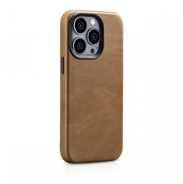 iCarer Oil Wax Premium läderfodral iPhone 14 Pro Max magnetiskt läderfodral med MagSafe Brown (WMI14220704-TN)