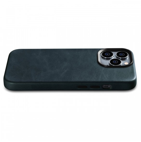 iCarer Oil Wax Premium läderfodral iPhone 14 Pro Max magnetiskt läderfodral med MagSafe Mörkblå (WMI14220704-BU)