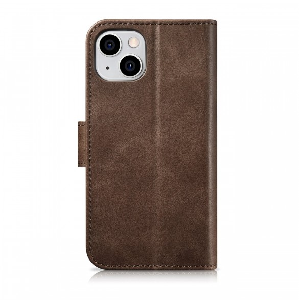 iCarer Oil Wax Wallet Case 2in1 Cover iPhone 14 Plus Anti-RFID Läder Flip Case Brun (WMI14220723-BN)