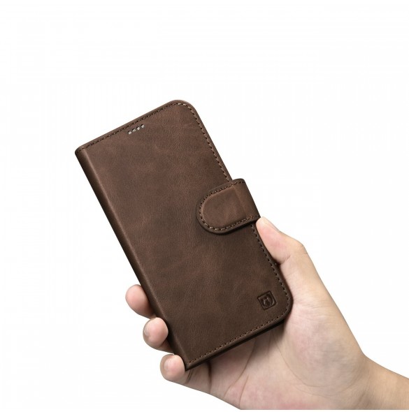 iCarer Oil Wax Wallet Case 2in1 Cover iPhone 14 Pro Anti-RFID Läder Flip Case Brun (WMI14220722-BN)