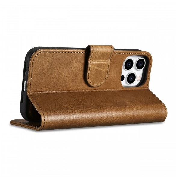 iCarer Oil Wax Wallet Case 2in1 Cover iPhone 14 Pro Anti-RFID Läder Flip Case Brun (WMI14220722-TN)