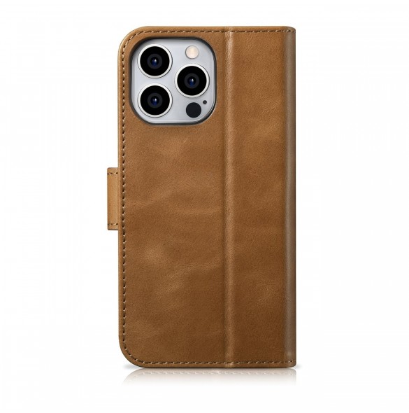 iCarer Oil Wax Wallet Case 2in1 Cover iPhone 14 Pro Anti-RFID Läder Flip Case Brun (WMI14220722-TN)