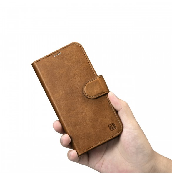 iCarer Oil Wax Wallet Case 2in1 Cover iPhone 14 Pro Anti-RFID Läder Flip Case Brun (WMI14220722-TN)