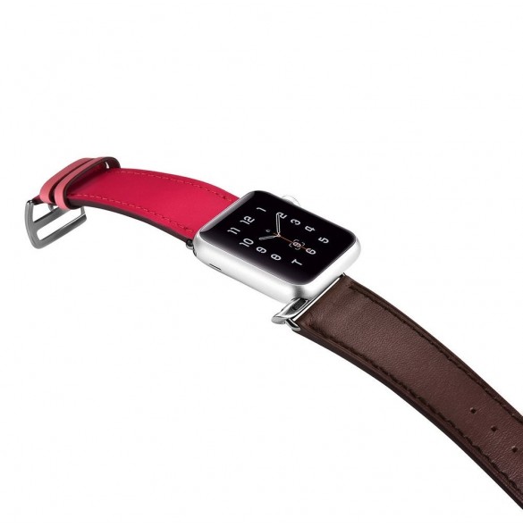 iCarer rembandsarmband för Apple Watch 49 mm / 45 mm / 44 mm / 42 mm brun-rosa (RIW120-PC)