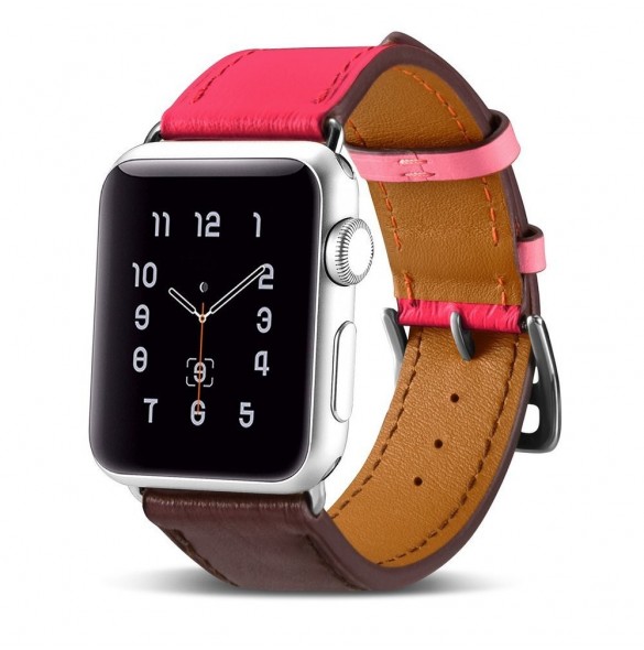 iCarer rembandsarmband för Apple Watch 49 mm / 45 mm / 44 mm / 42 mm brun-rosa (RIW120-PC)
