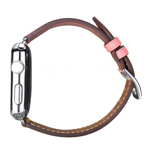 iCarer rembandsarmband för Apple Watch 49 mm / 45 mm / 44 mm / 42 mm brun-rosa (RIW120-PC)