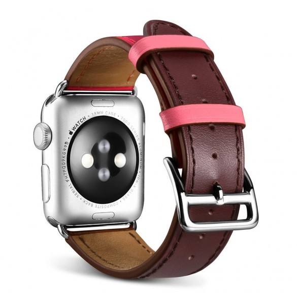 iCarer rembandsarmband för Apple Watch 49 mm / 45 mm / 44 mm / 42 mm brun-rosa (RIW120-PC)