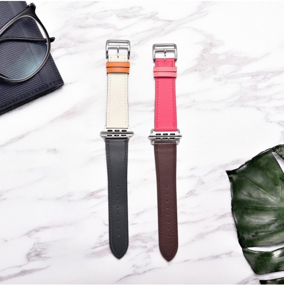 iCarer rembandsarmband för Apple Watch 49 mm / 45 mm / 44 mm / 42 mm brun-rosa (RIW120-PC)