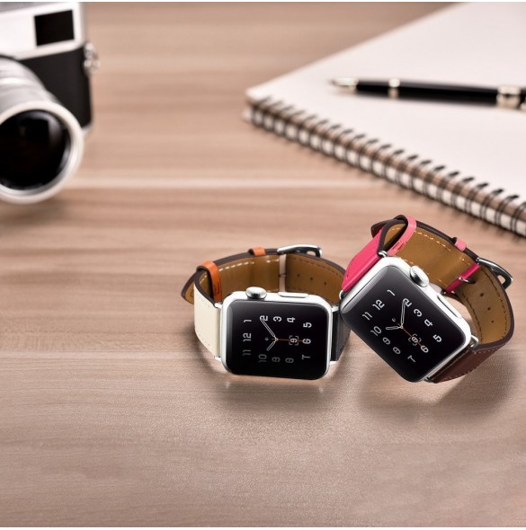 iCarer rembandsarmband för Apple Watch 49 mm / 45 mm / 44 mm / 42 mm brun-rosa (RIW120-PC)