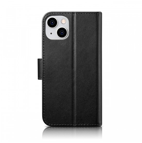 iCarer Plånboksfodral 2-i-1-fodral iPhone 14 Plus Anti-RFID-läder Flip-fodral Svart (WMI14220727-BK)