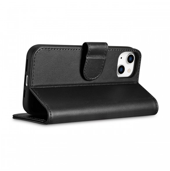 iCarer Plånboksfodral 2-i-1-fodral iPhone 14 Plus Anti-RFID-läder Flip-fodral Svart (WMI14220727-BK)