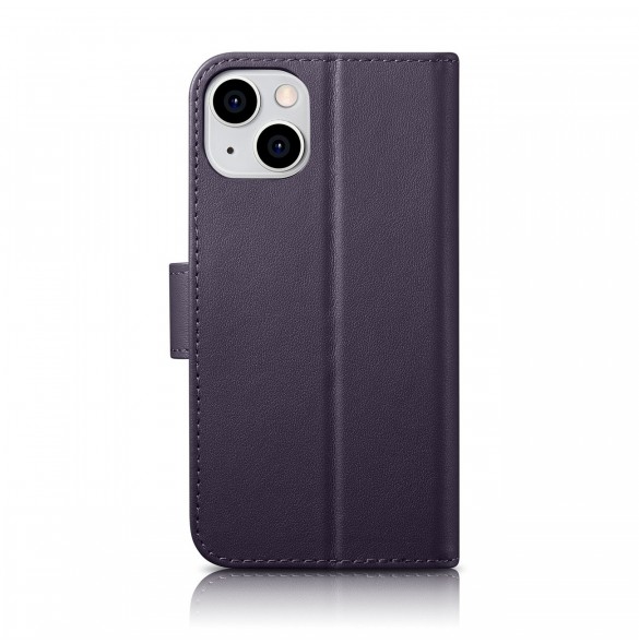iCarer Plånboksfodral 2-i-1-fodral iPhone 14 Plus Anti-RFID Flip-fodral i läder mörklila (WMI14220727-DP)