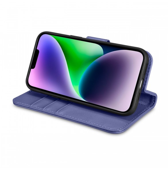 iCarer Plånboksfodral 2-i-1-fodral iPhone 14 Plus Anti-RFID-läder Flipfodral Ljuslila (WMI14220727-LP)