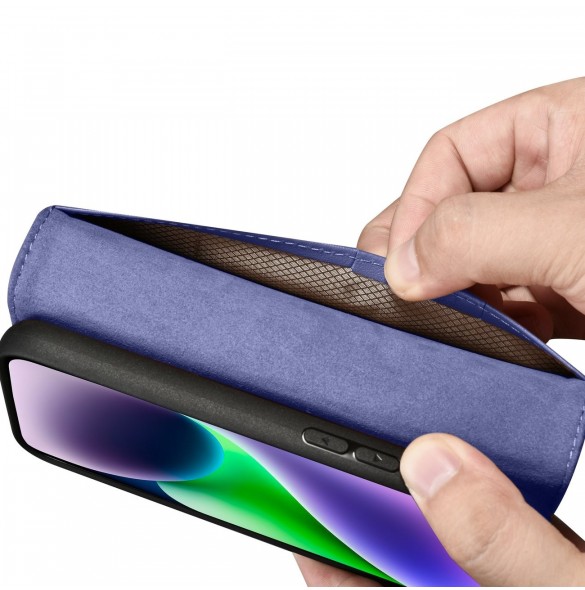 iCarer Plånboksfodral 2-i-1-fodral iPhone 14 Plus Anti-RFID-läder Flipfodral Ljuslila (WMI14220727-LP)