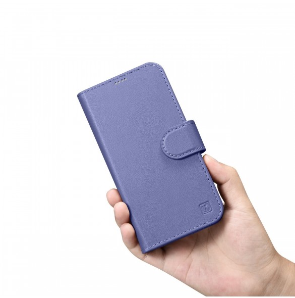 iCarer Plånboksfodral 2-i-1-fodral iPhone 14 Plus Anti-RFID-läder Flipfodral Ljuslila (WMI14220727-LP)