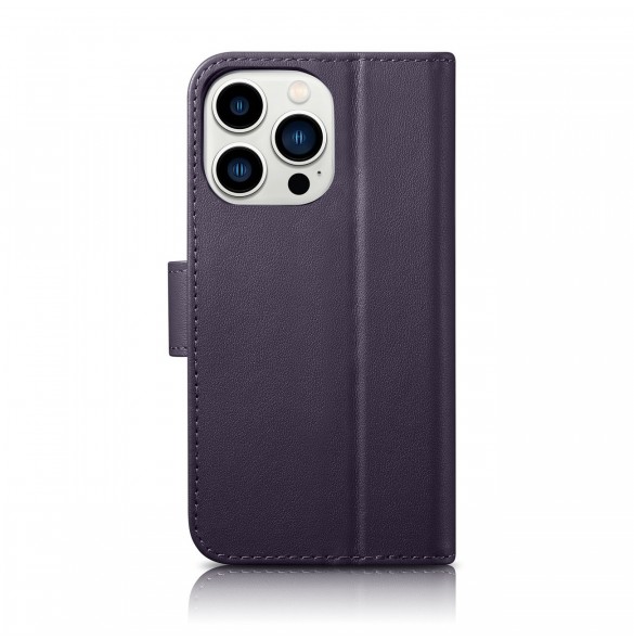 iCarer Plånboksfodral 2-i-1-fodral iPhone 14 Pro Anti-RFID-läder Flipfodral Mörklila (WMI14220726-DP)