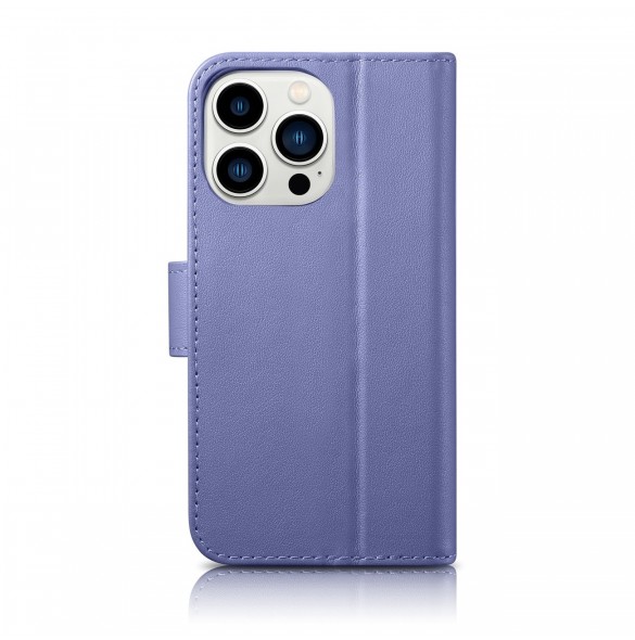 iCarer Plånboksfodral 2-i-1-fodral iPhone 14 Pro Anti-RFID Flip-fodral i läder Ljuslila (WMI14220726-LP)